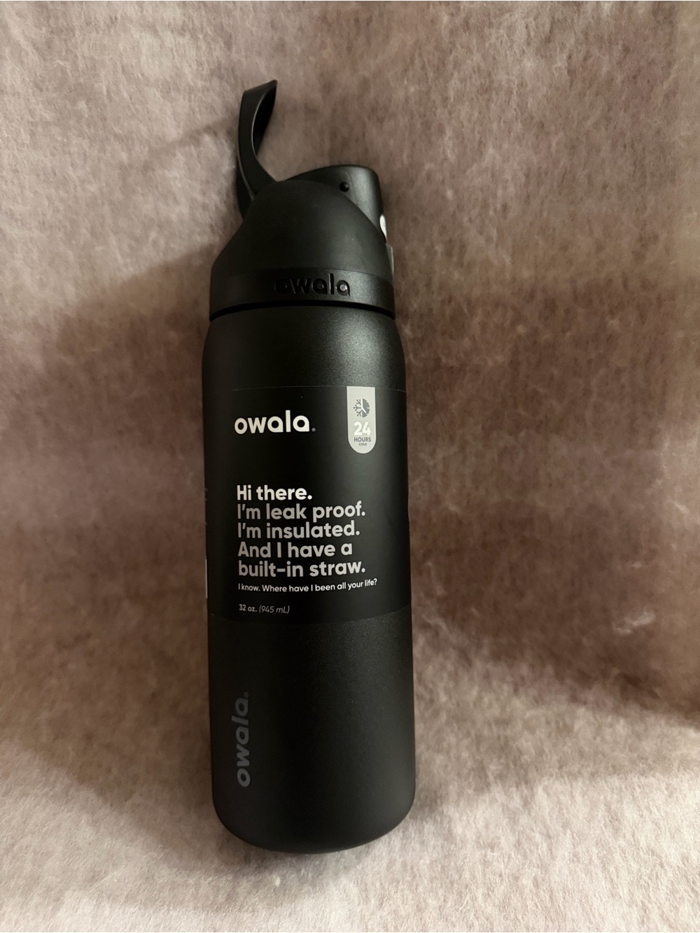 owala Black Insulated Water Bottle with Built-In Straw - Picture 2 of 5